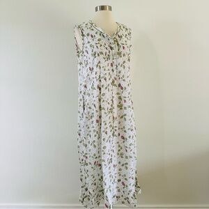 New La Cera Cottagecore 100% Cotton Floral Cottage Maxi Sleeveless Dress S